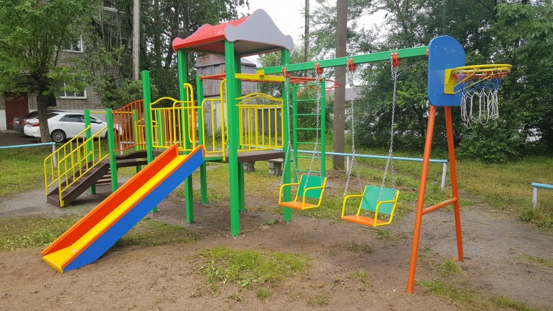 Детский городок 2 с баскетбольным кольцом и шведской стенкой